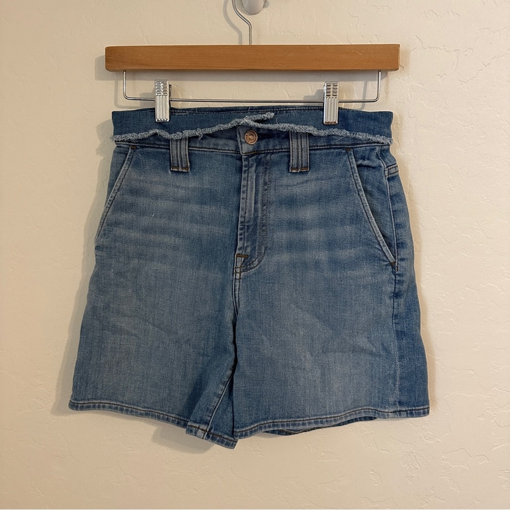 7 For‎ All Mankind Paper Bag Waist High Rise Denim Shorts Light Wash Size 24